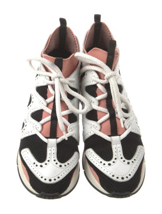 Hermès Colorblock Pattern Eyelet Trim Sneakers