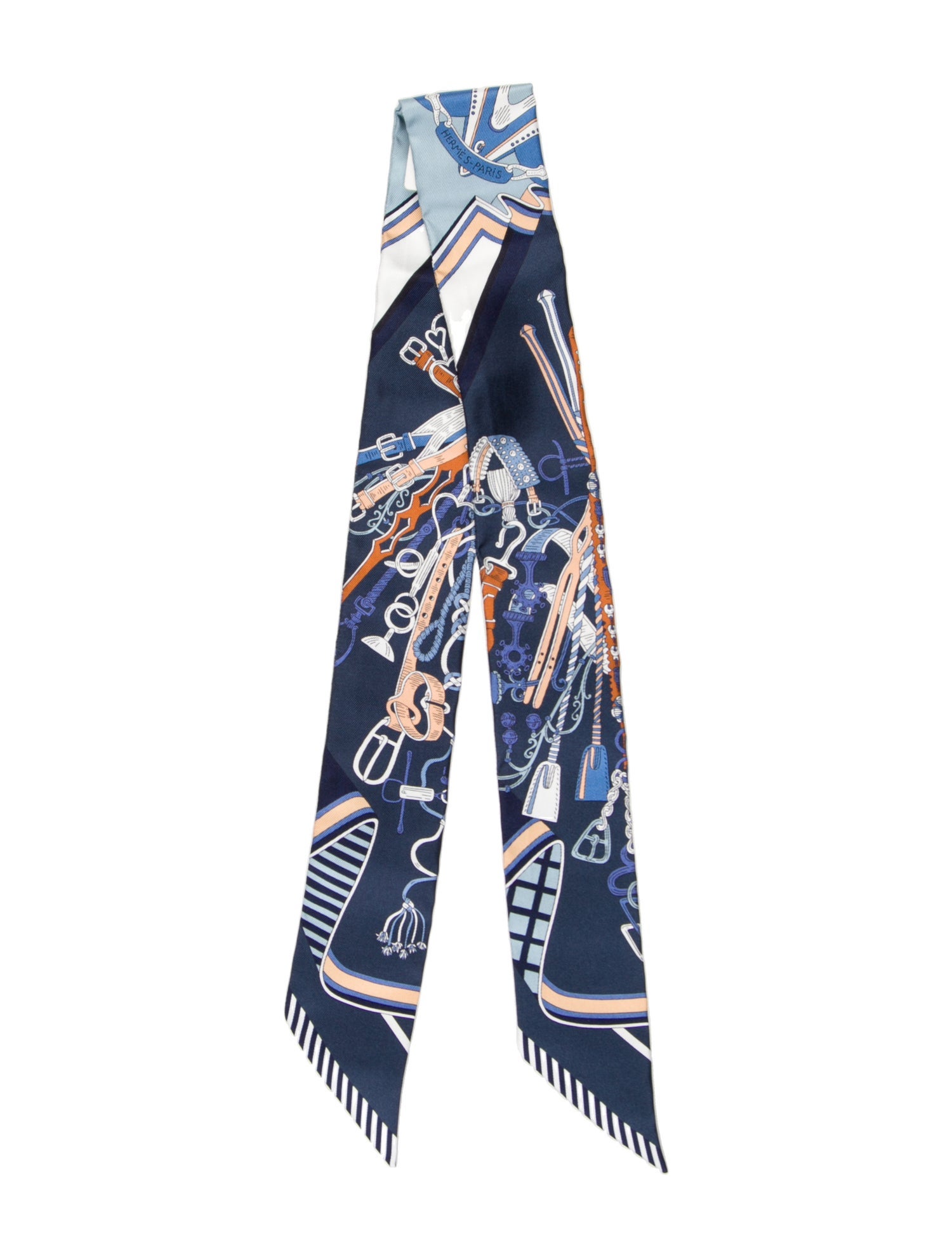 Hermès Bouquets Sellier Silk Twilly Scarf