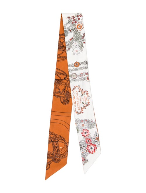 Hermès Brides de Gala en Fleurs Silk Twilly Scarf