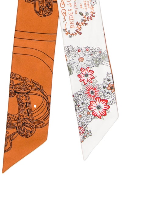 Hermès Brides de Gala en Fleurs Silk Twilly Scarf