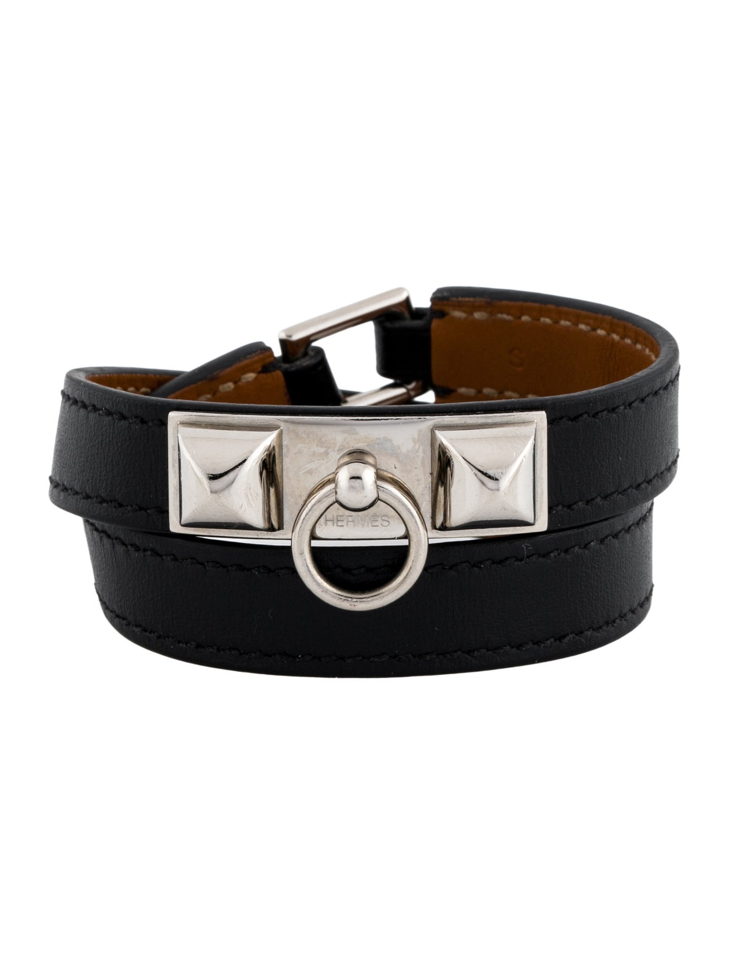 Hermès Leather Rivale Double Tour Bracelet