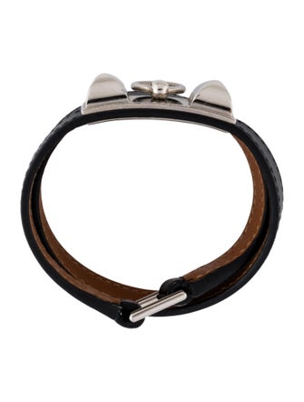 Hermès Leather Rivale Double Tour Bracelet