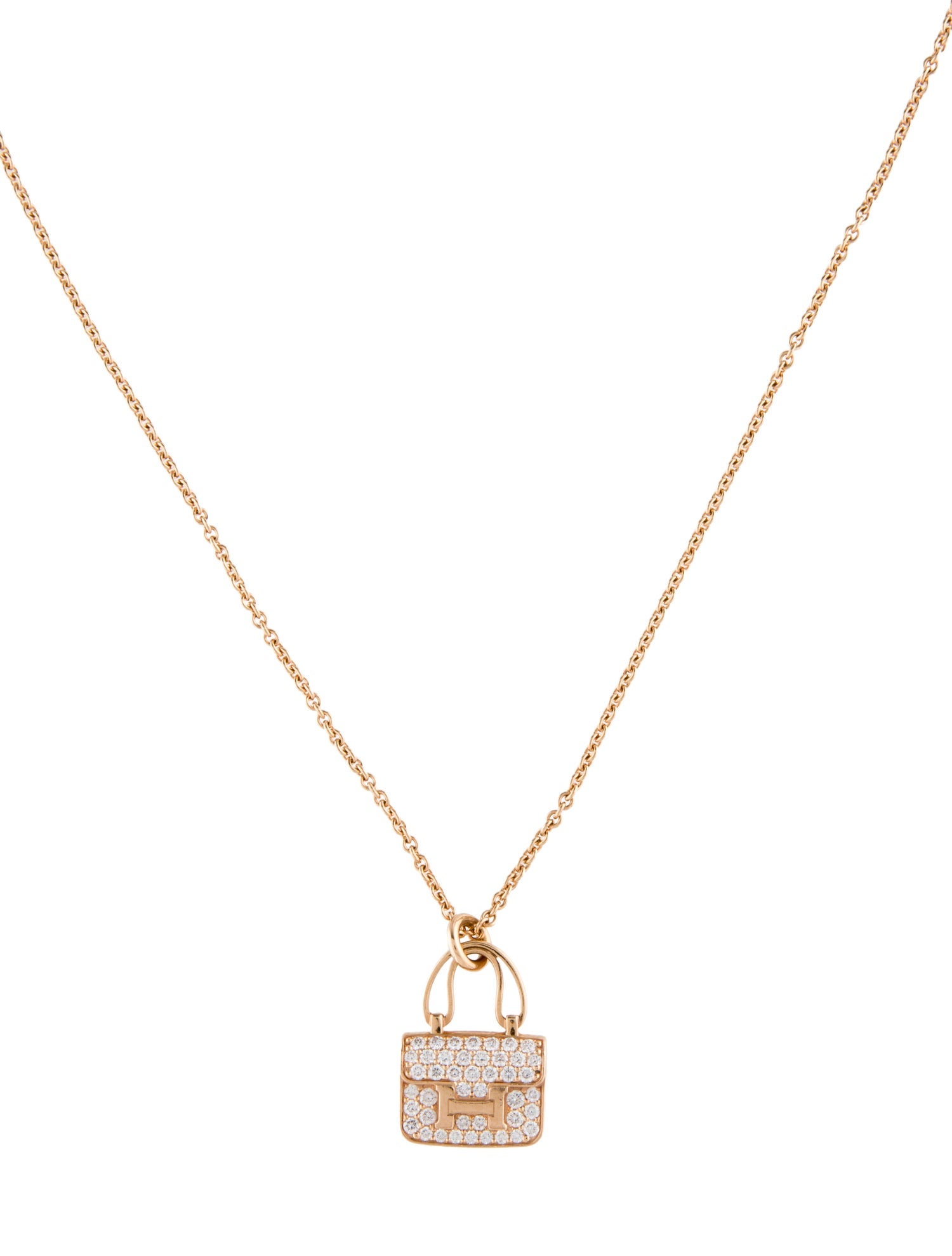 Hermès 18K Diamond Constance Pendant Necklace