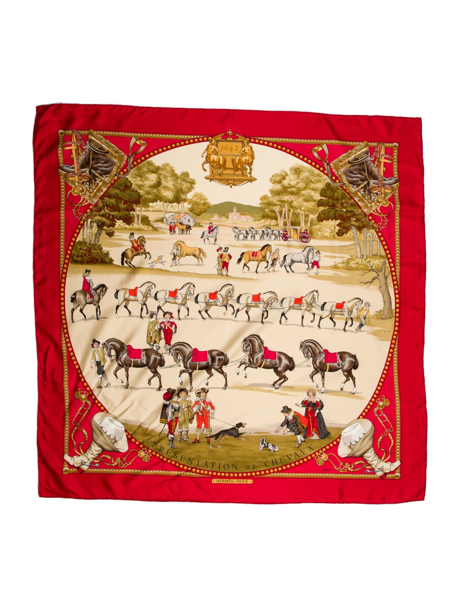 Hermès Presentation de Chevavx Silk Scarf