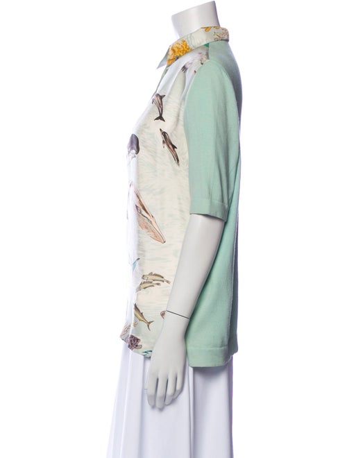 Hermès Silk Printed Button-Up Top