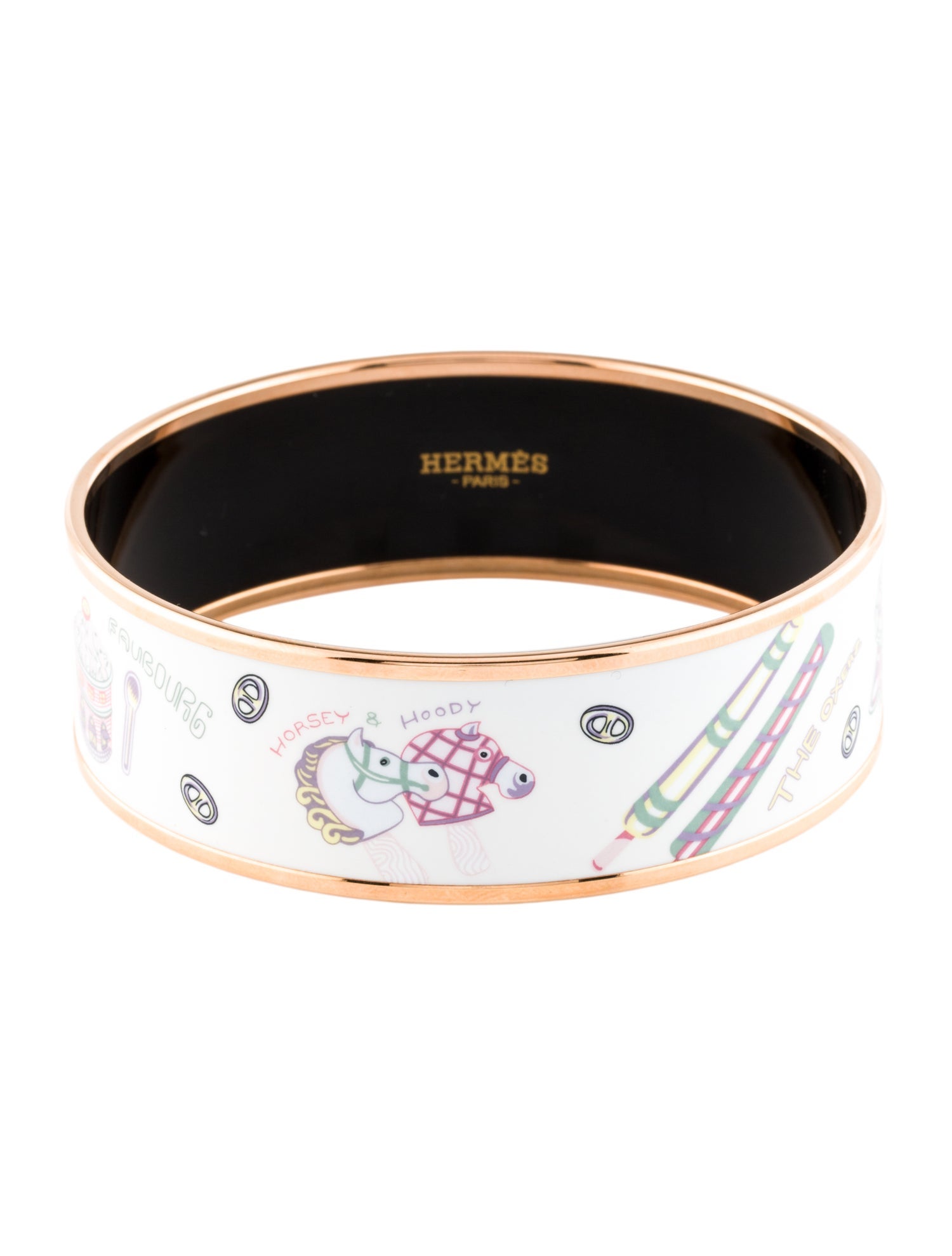 Hermès Wide Enamel Bangle Bracelet