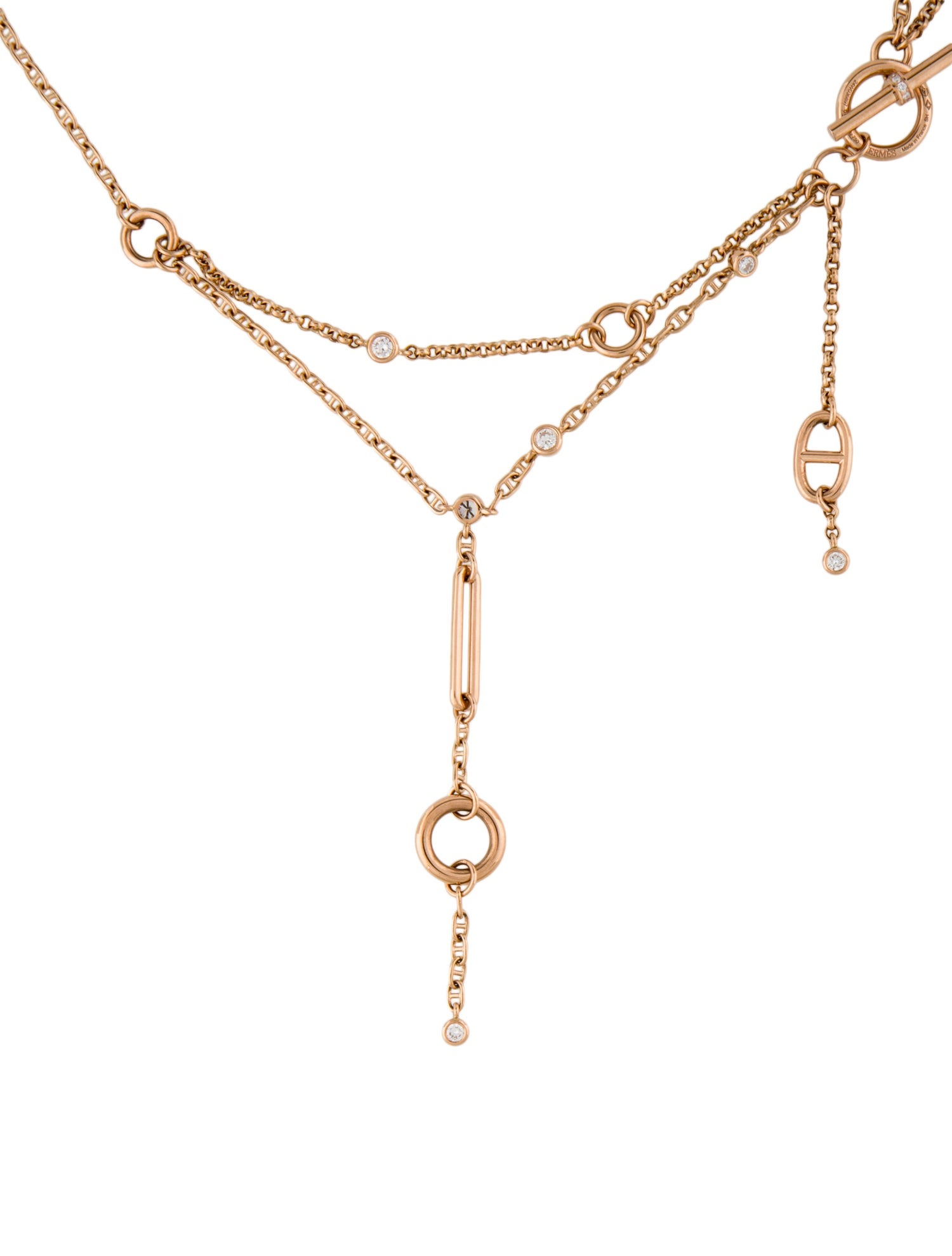 Hermès 18K Diamond Chaine d'Ancre Chaos Lariat Necklace