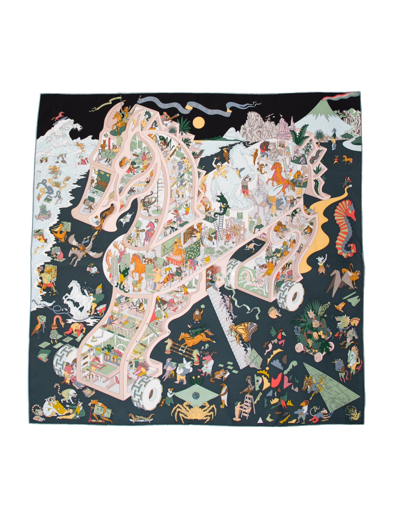 Hermès Academia Hippica Silk Scarf w/ Tags