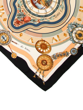 Hermès Parmi les Fleurs, Je Compte les Heures Silk Scarf