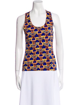Hermès Printed Scoop Neck Top