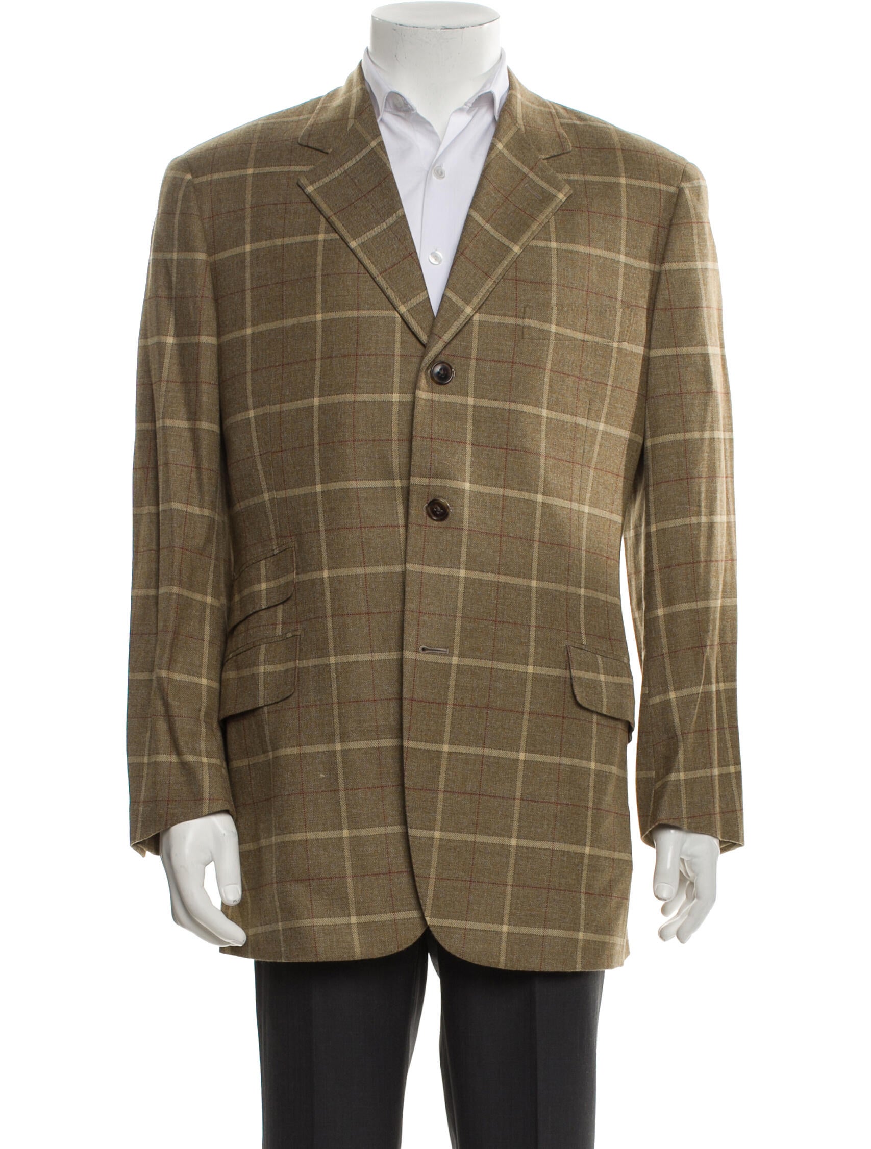 Hermès Wool Plaid Print Blazer