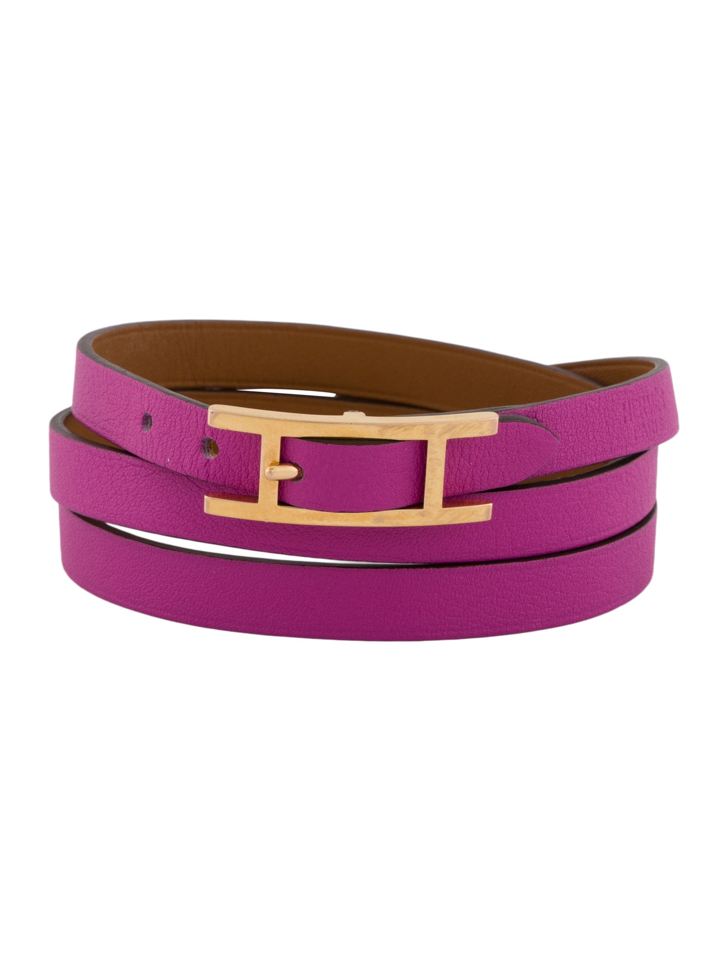 Hermès Leather Hapi 3 MM Wrap Bracelet
