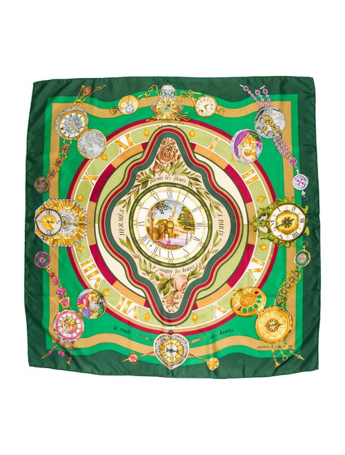 Hermès Parmi les Fleurs, Je Compte les Heures Silk Scarf