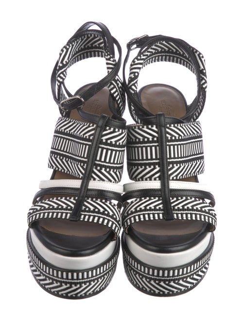 Hermès Striped Leather Trim Embellishment Sandals