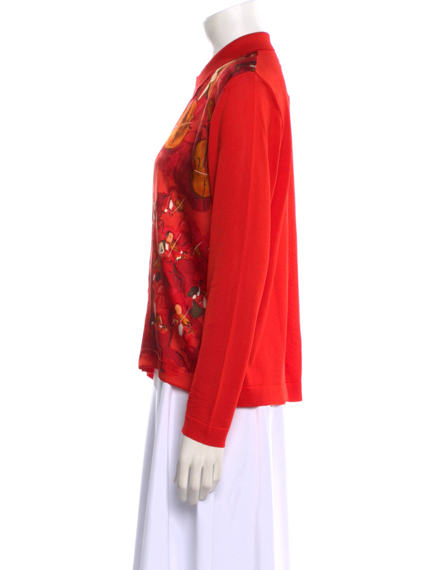 Hermès Silk Printed Button-Up Top