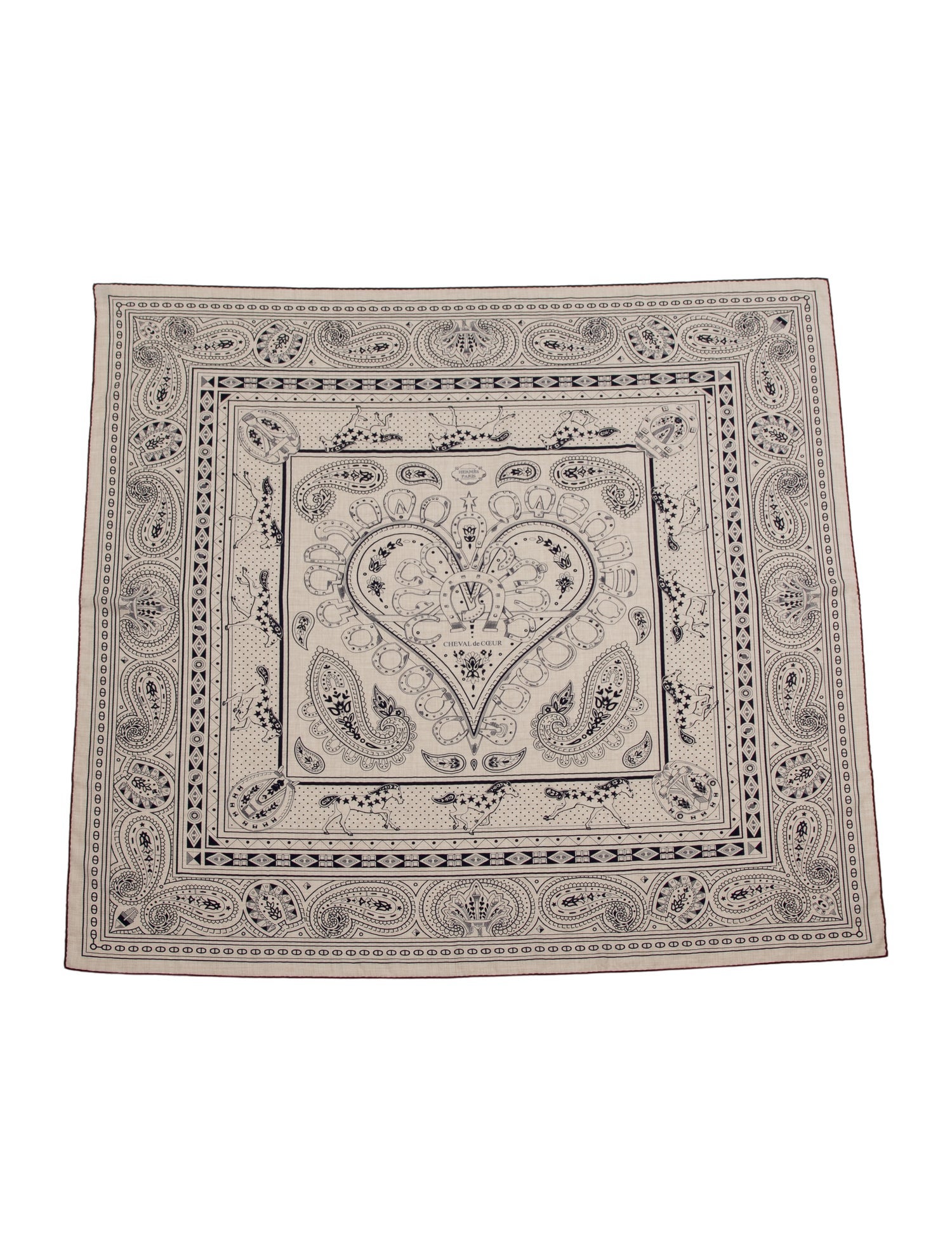Hermès Cheval de Coeur Bandana Cashmere Shawl