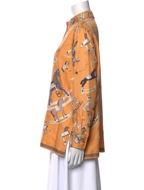Hermès Silk Printed Button-Up Top