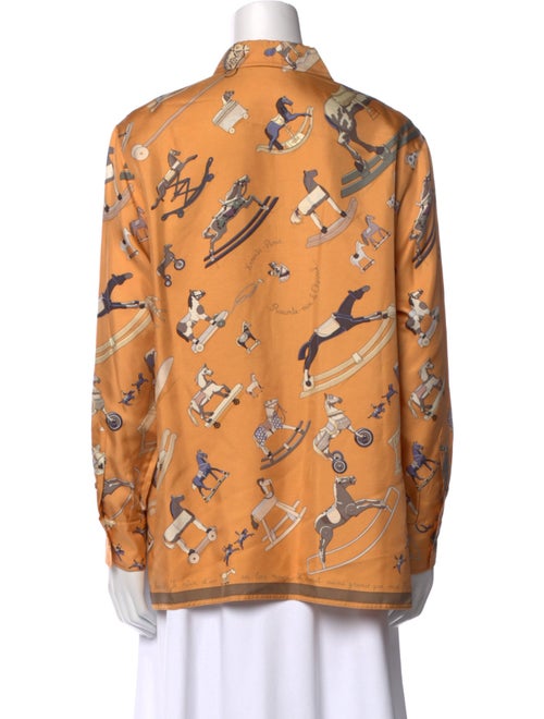 Hermès Silk Printed Button-Up Top