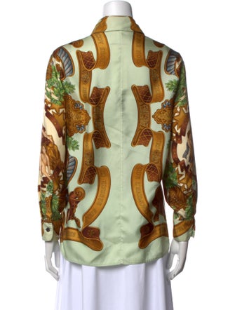 Hermès Silk Printed Button-Up Top
