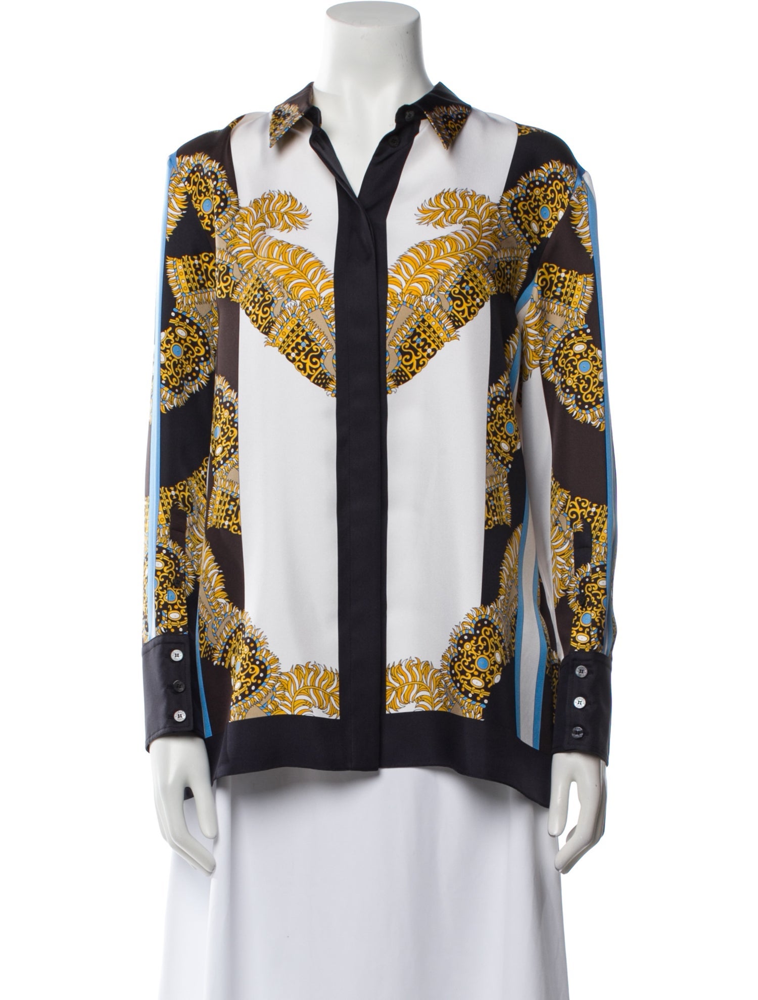 Hermès Silk Printed Button-Up Top
