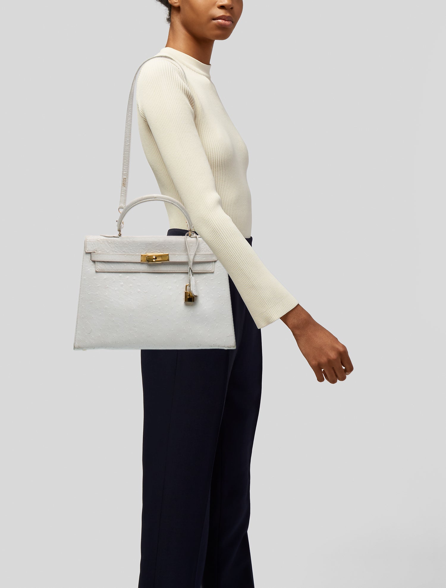 Hermès Vintage Ostrich Kelly Retourne 32