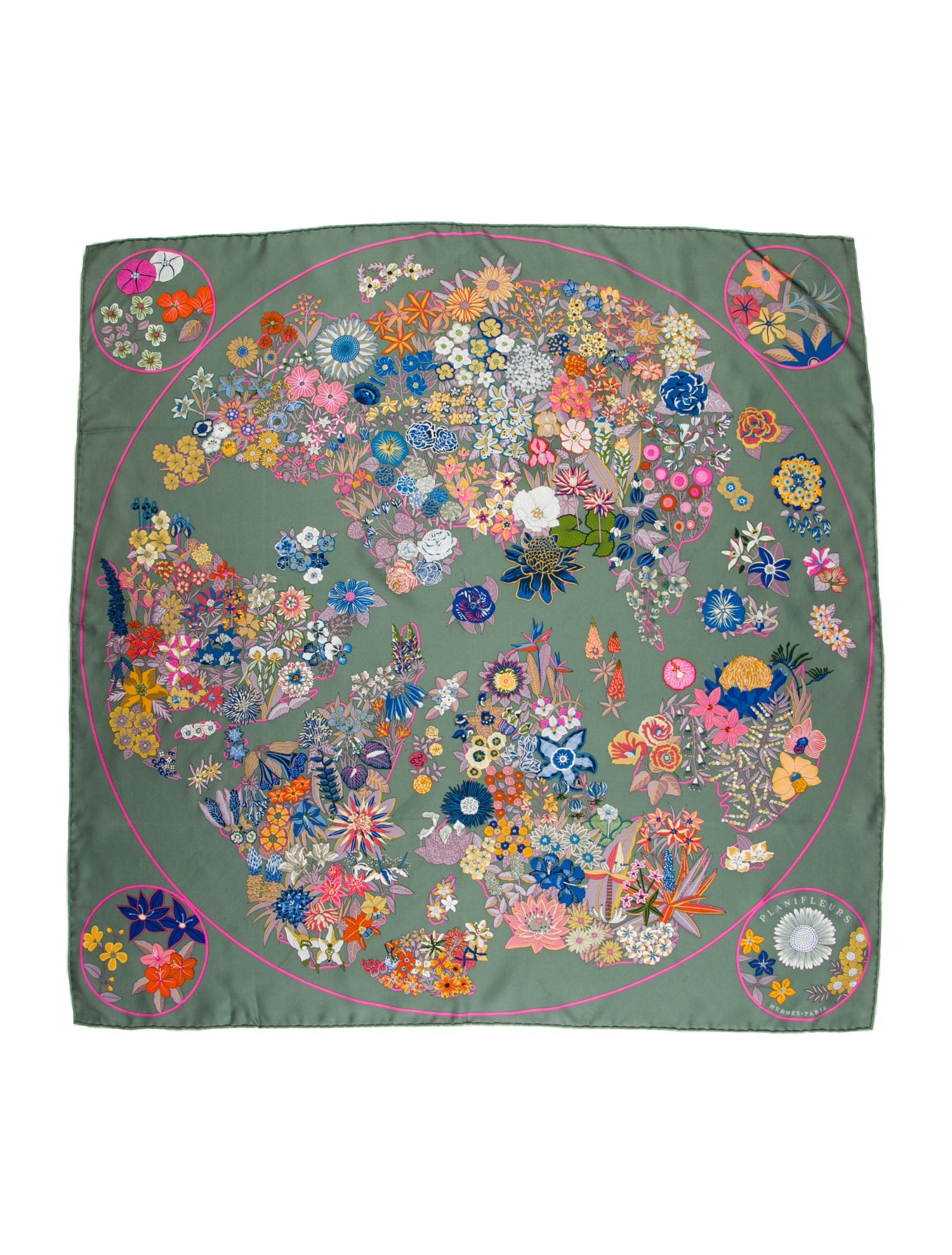 Hermès Planifleurs Silk Scarf
