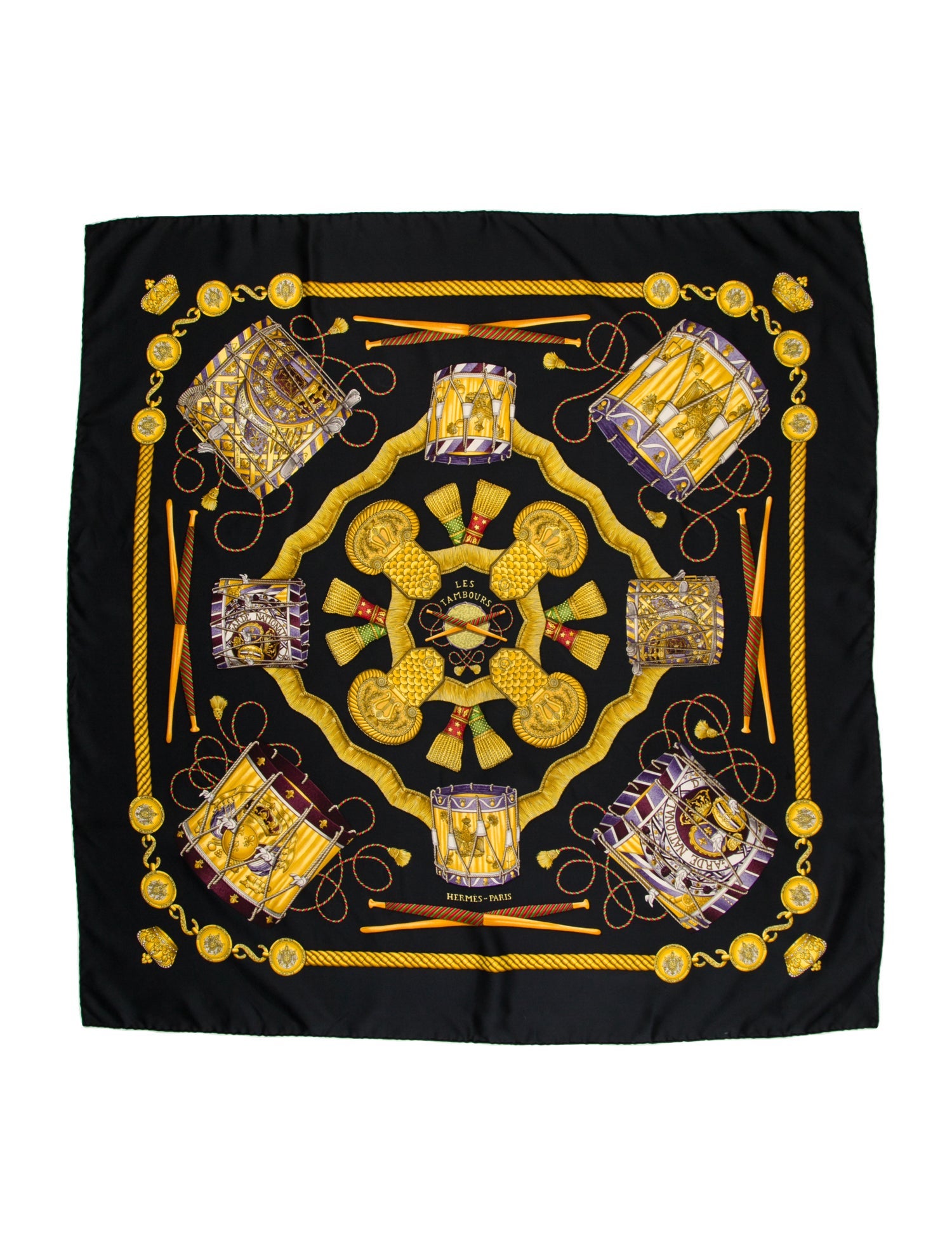 Hermès Les Tambours Silk Scarf