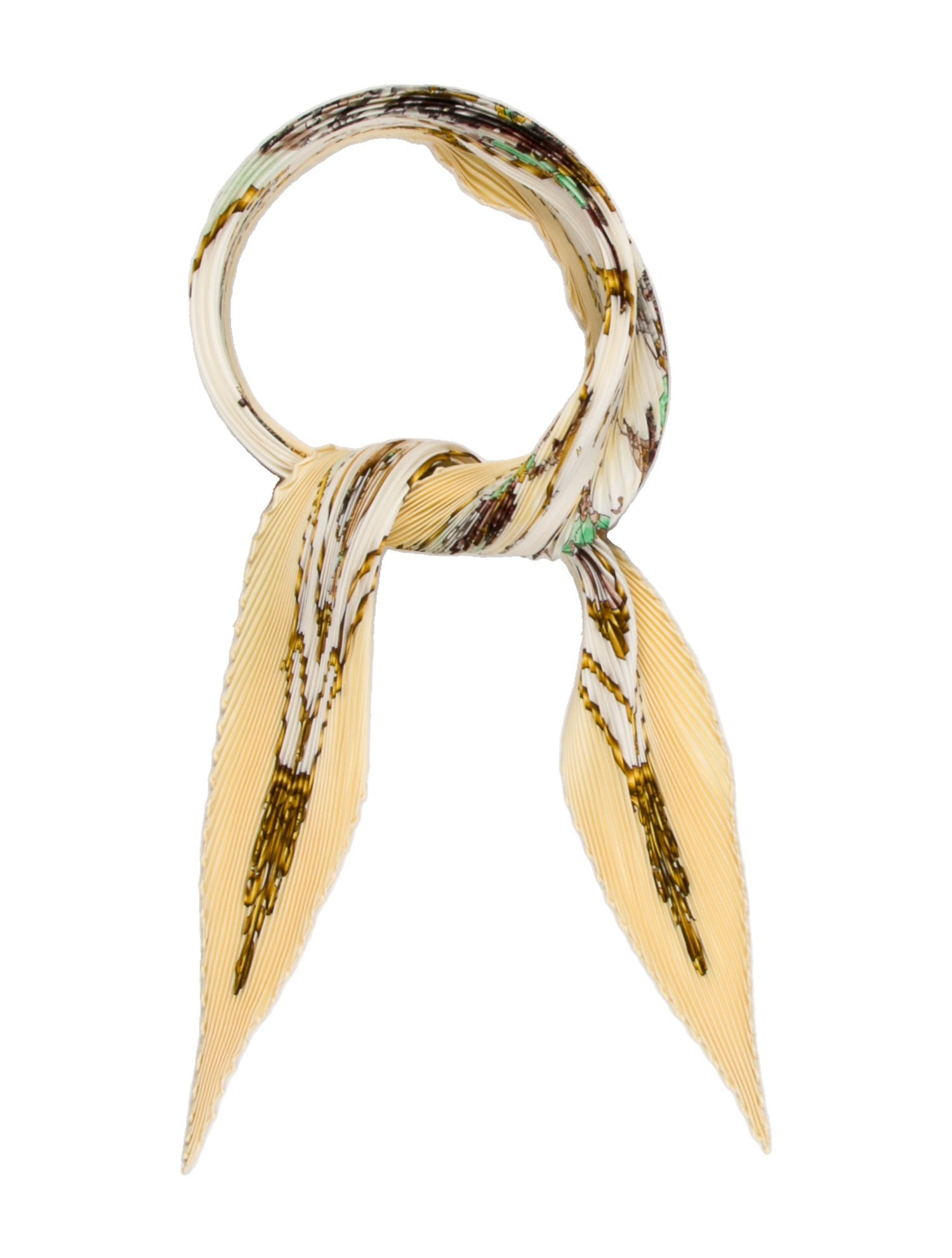Hermès Les Chevaux des Moghols Silk Plissé Scarf