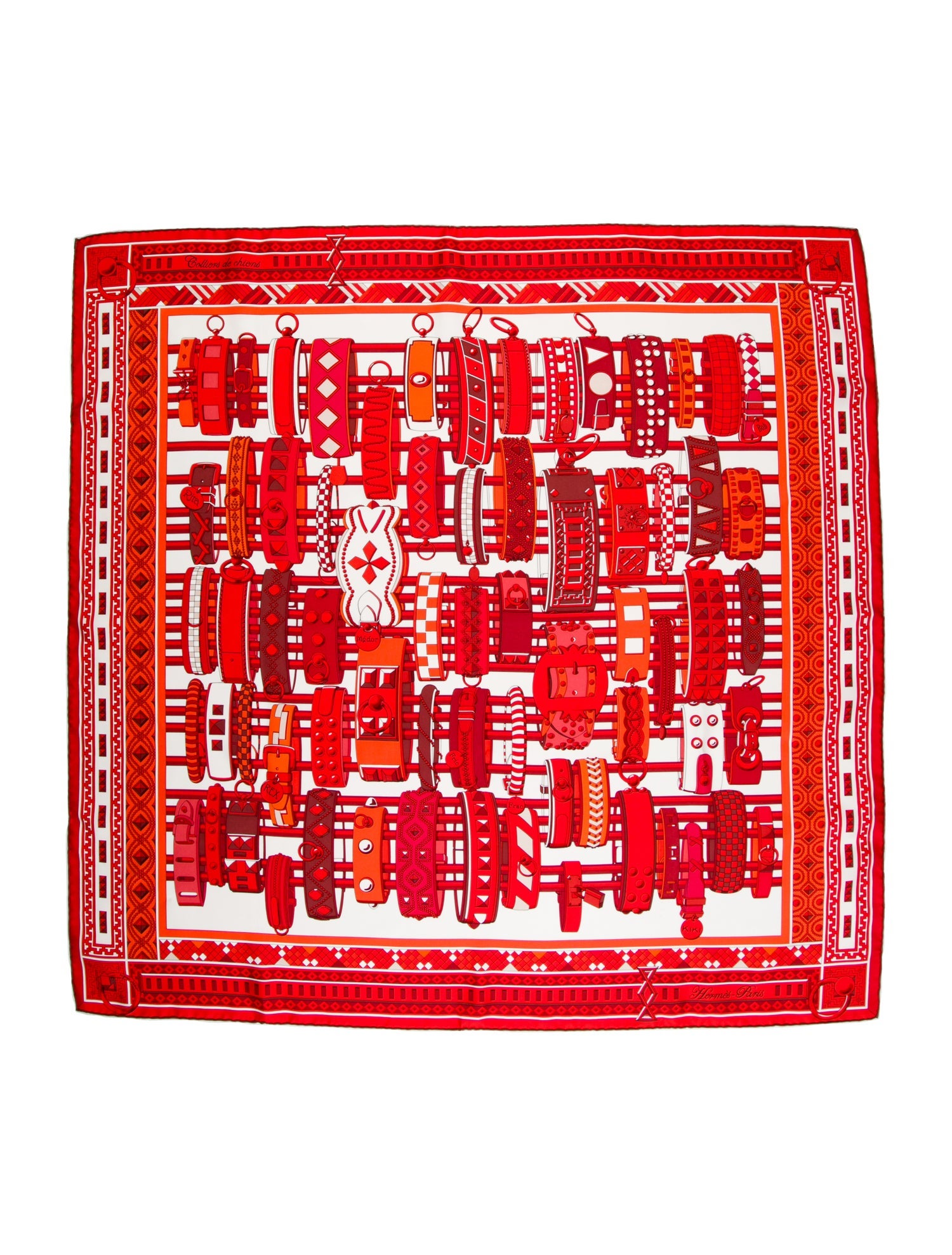 Hermès Colliers de Chiens Silk Scarf