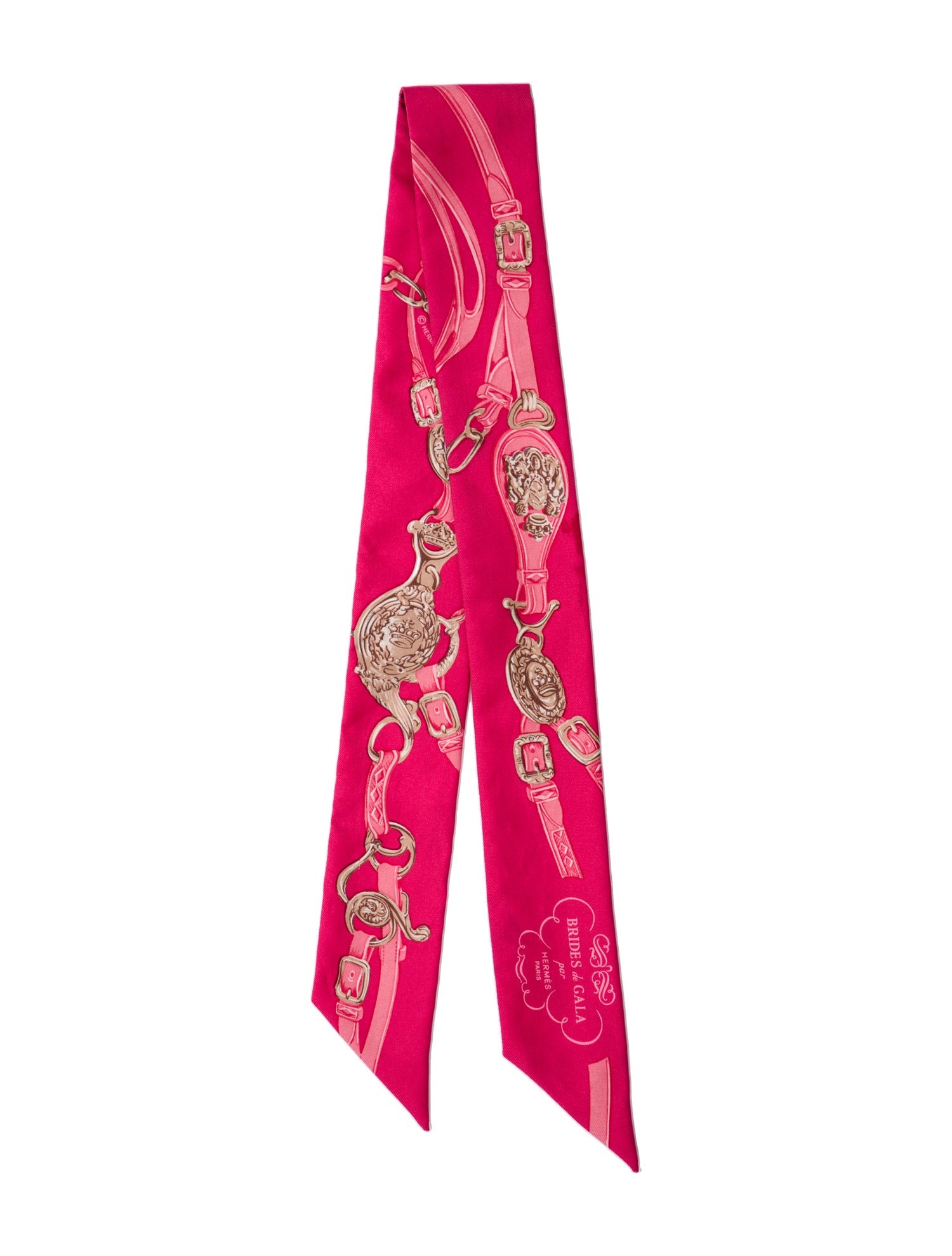 Hermès Brides de Gala Applique Pique Silk Twilly Scarf