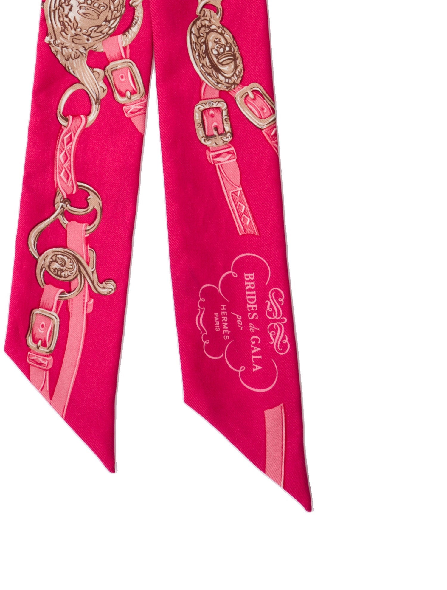 Hermès Brides de Gala Applique Pique Silk Twilly Scarf