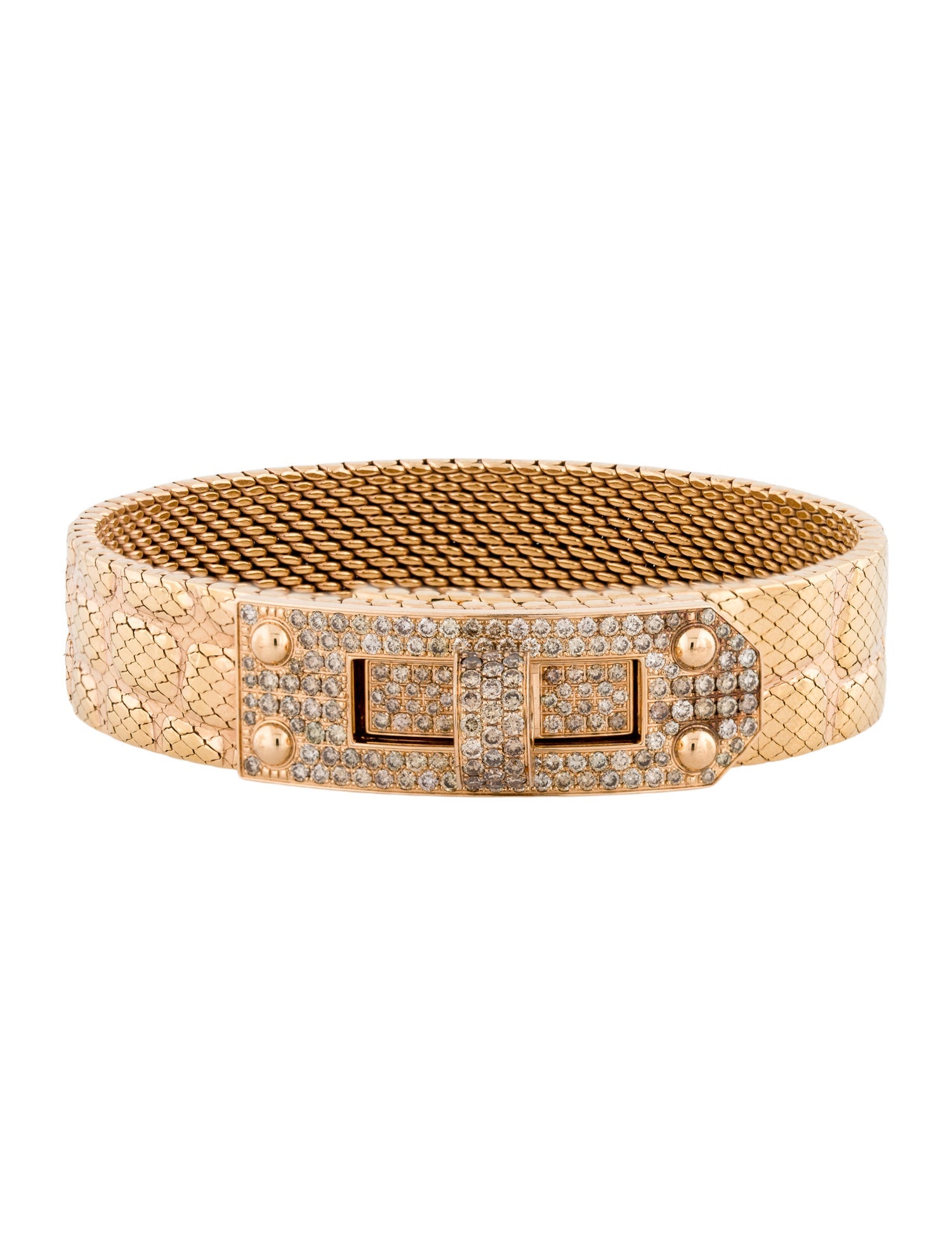 Hermès 18K Diamond Kelly Bracelet, Medium Model