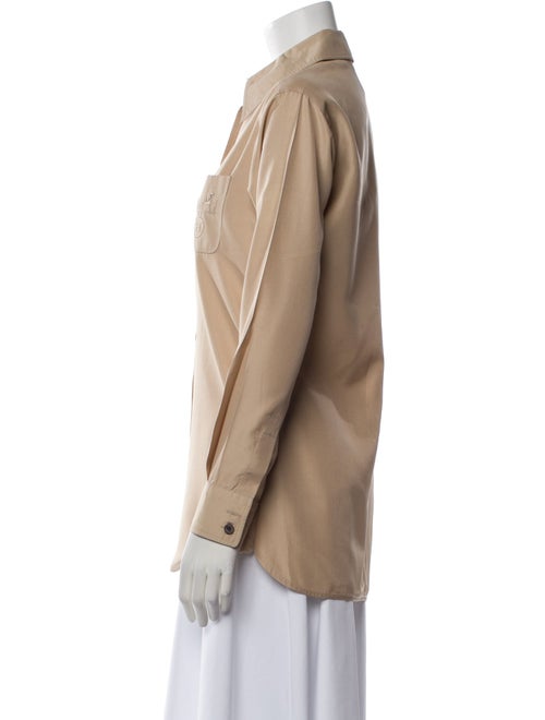 Hermès Silk Long Sleeve Button-Up Top