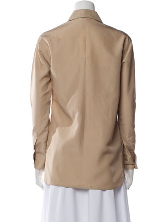 Hermès Silk Long Sleeve Button-Up Top