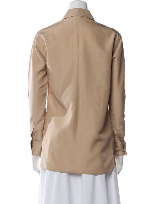 Hermès Silk Long Sleeve Button-Up Top
