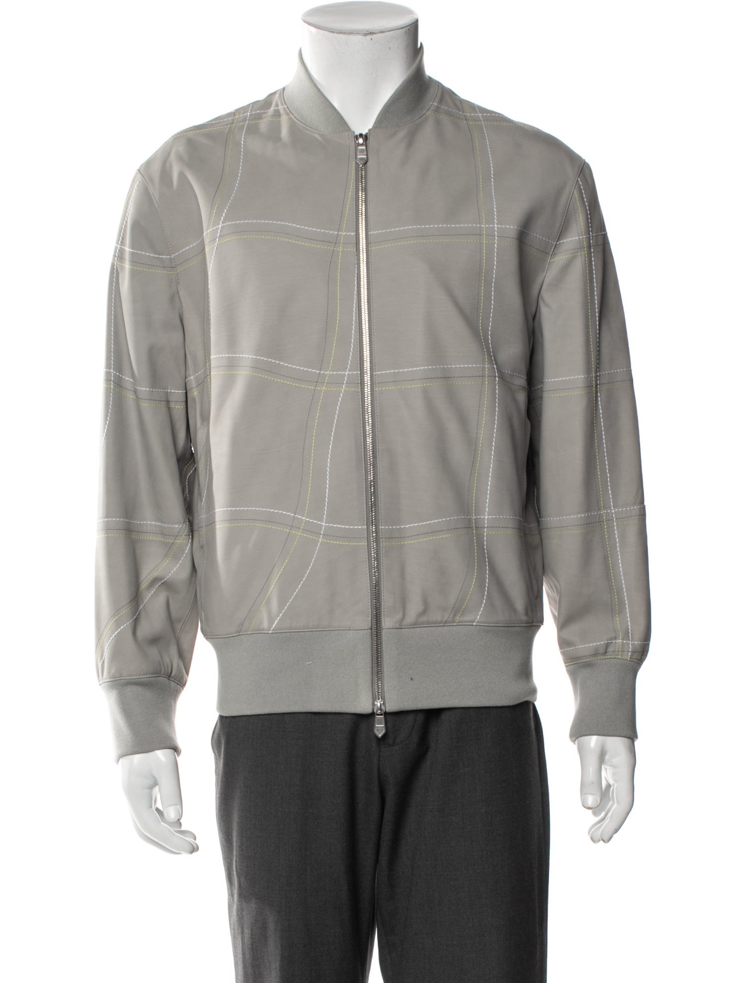 Hermès Calfskin Plaid Print Bomber Jacket