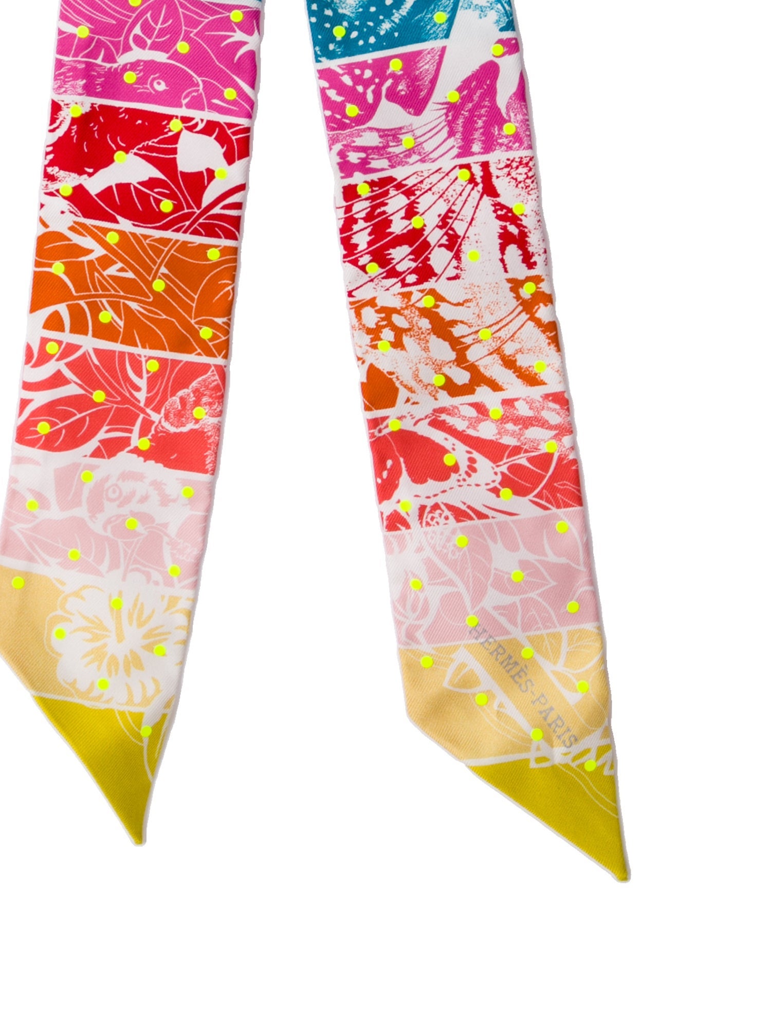 Hermès Jungle Love Rainbow Plumetis Silk Twilly Scarf w/ Tags