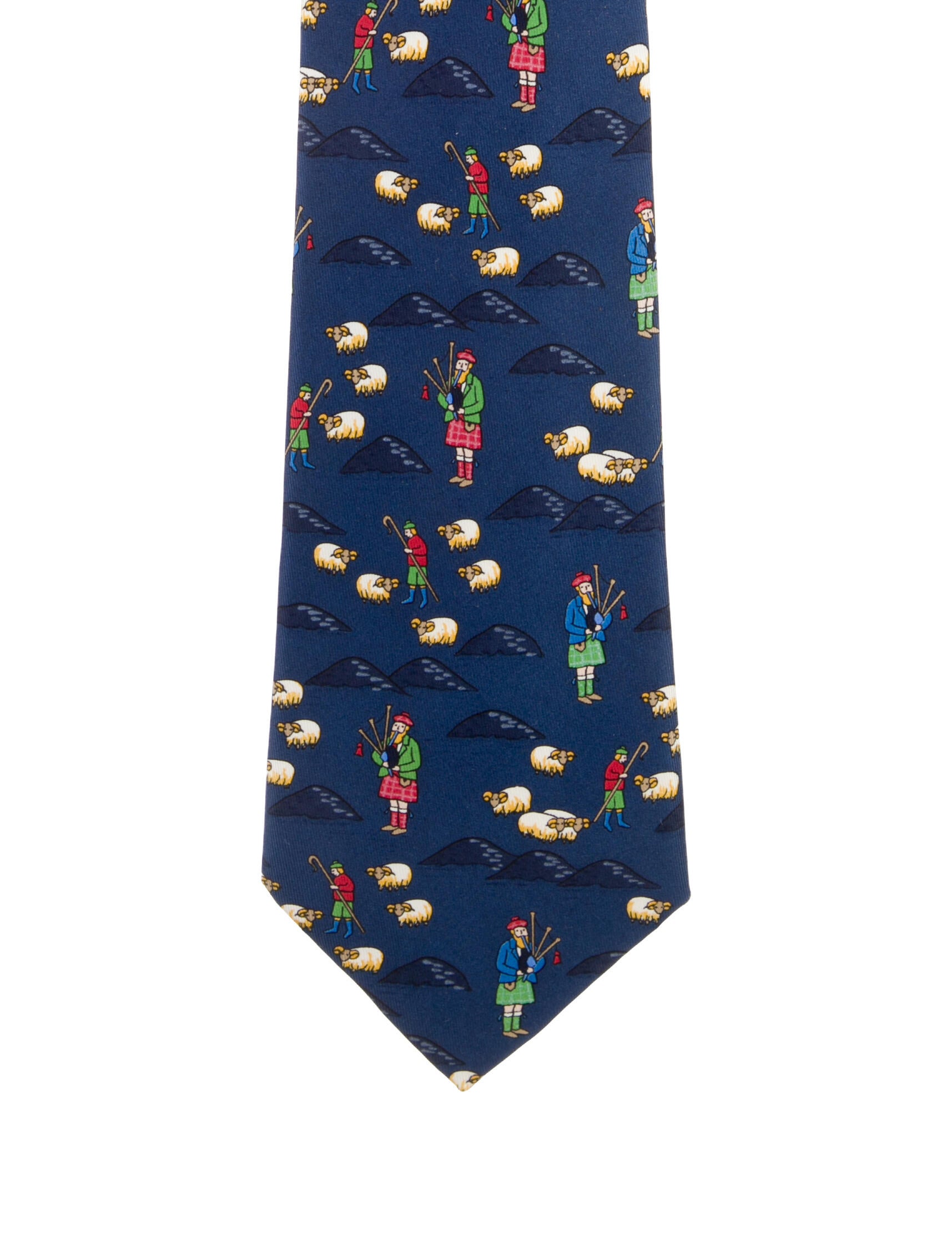 Hermès Mountain and animals shaped prints Tie