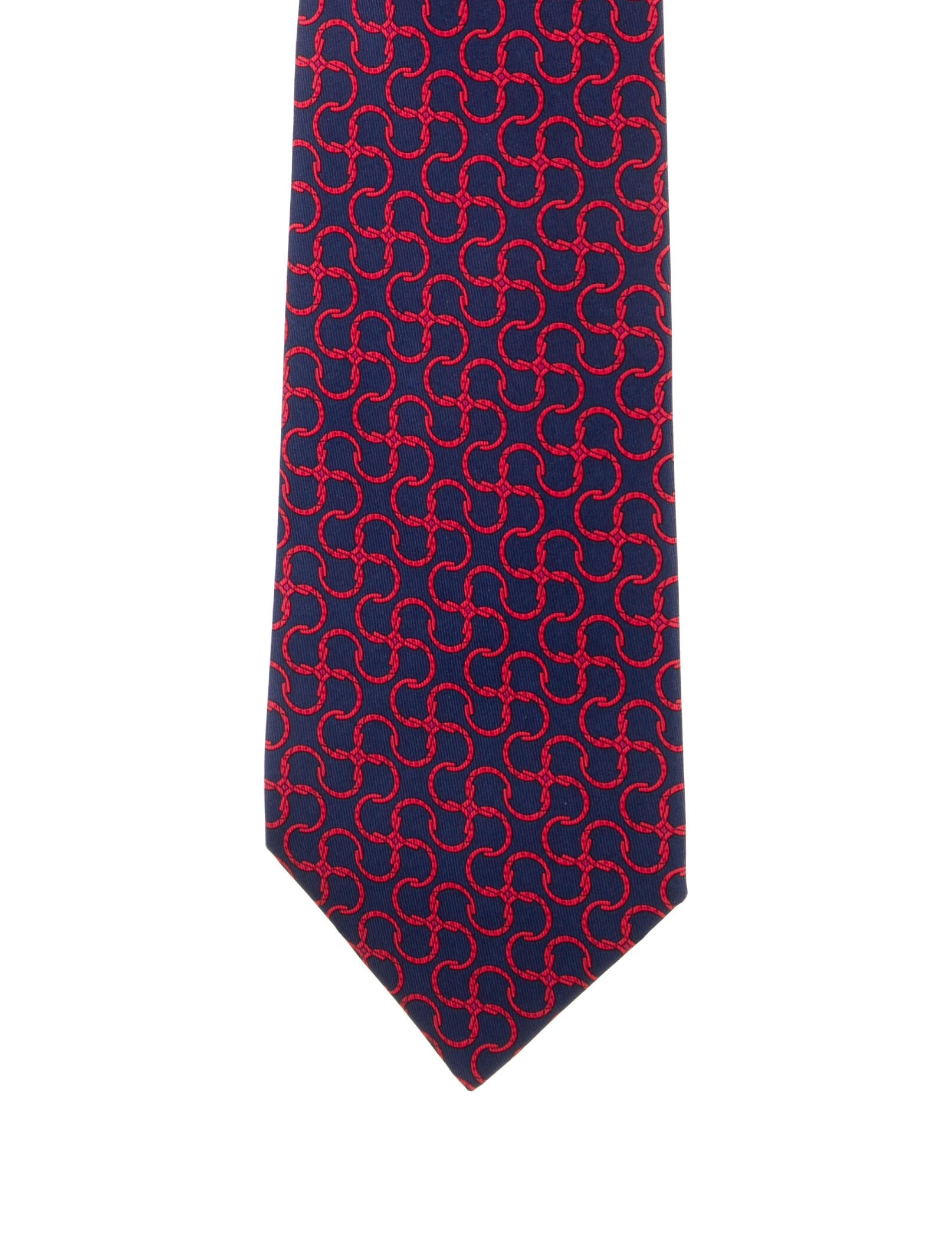 Hermès Circular Shaped Interlocking Chain Print Tie