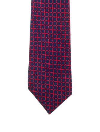 Hermès Circular Shaped Interlocking Chain Print Tie