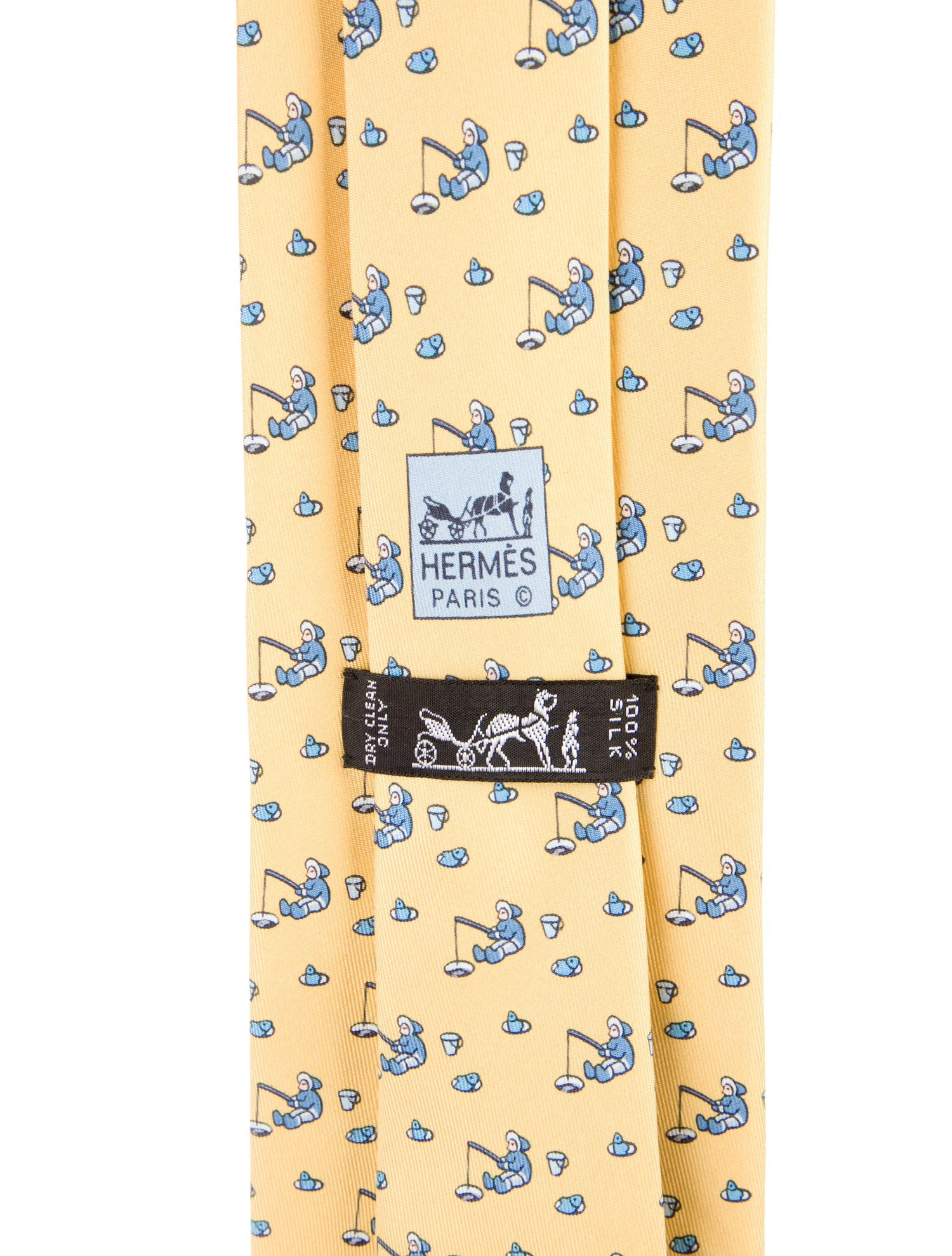 Hermès Fishing Pattern Print Tie