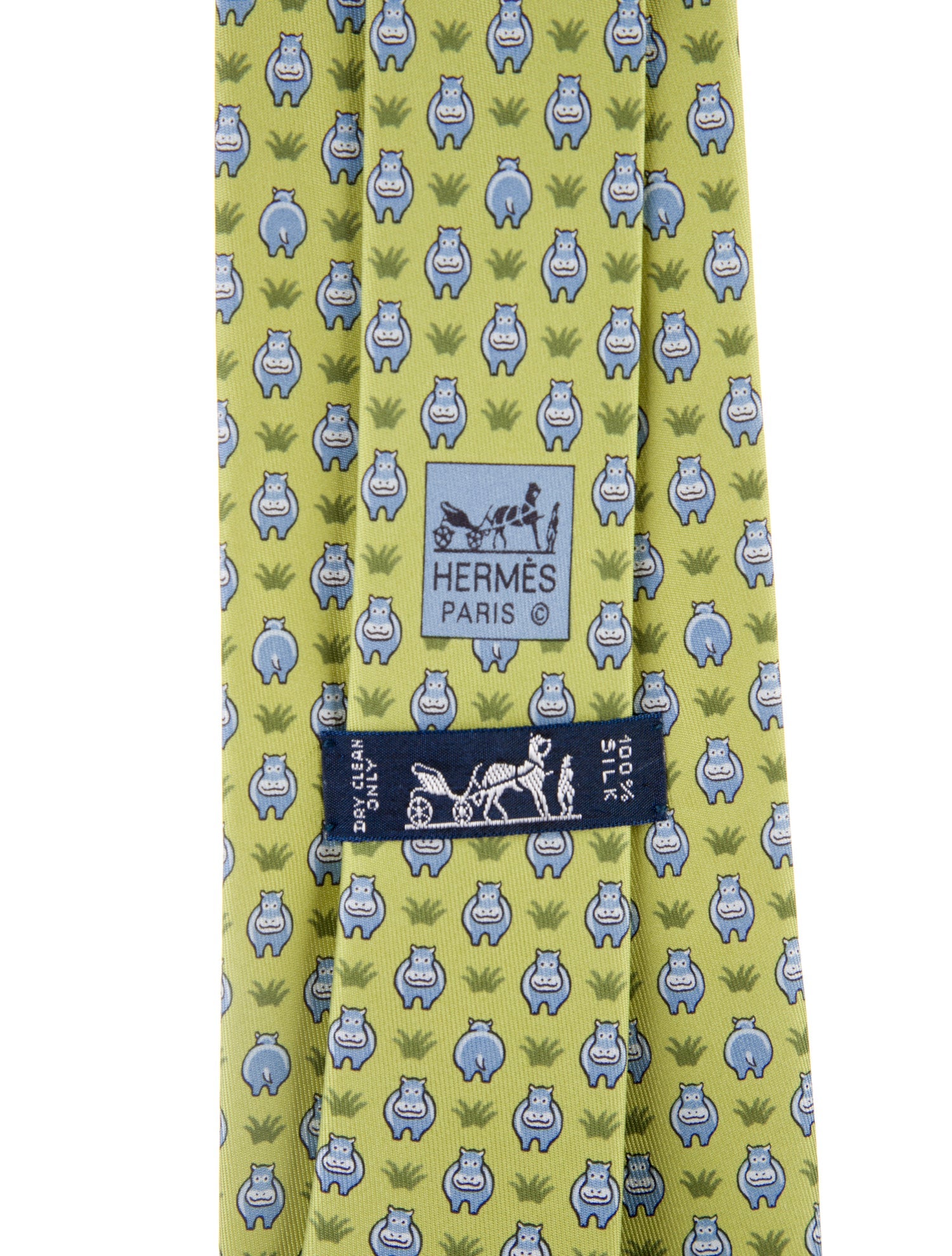 Hermès Animal Print Shape With grass Print Tie