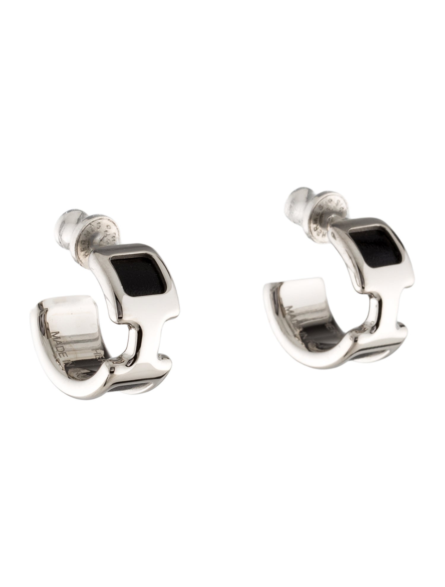 Hermès Leather Olympe Huggie Earrings, Small Model