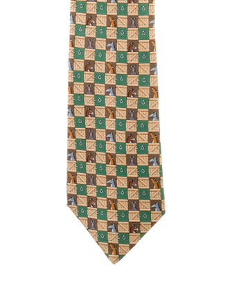 Hermès horses pattern print squares tie