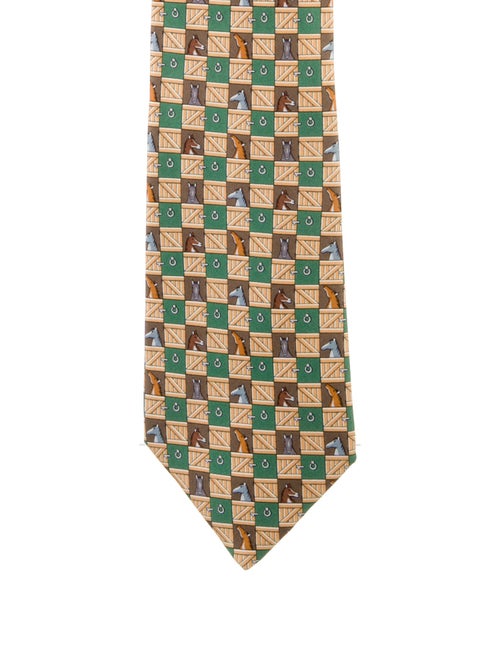 Hermès horses pattern print squares tie