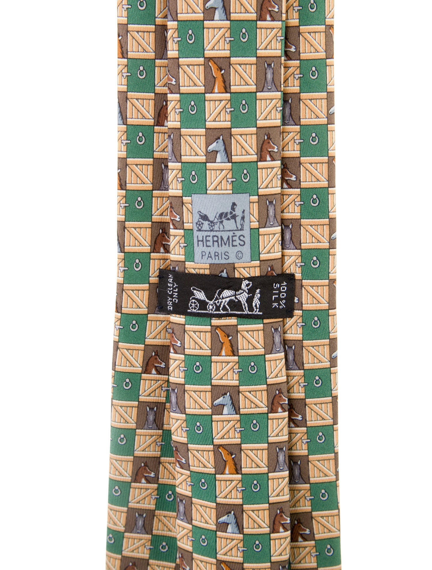 Hermès horses pattern print squares tie