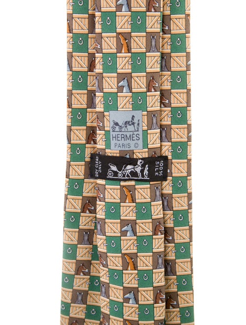 Hermès horses pattern print squares tie