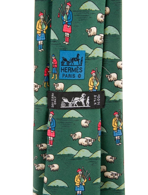 Hermès Landscape With Animals And Men Pattern Print