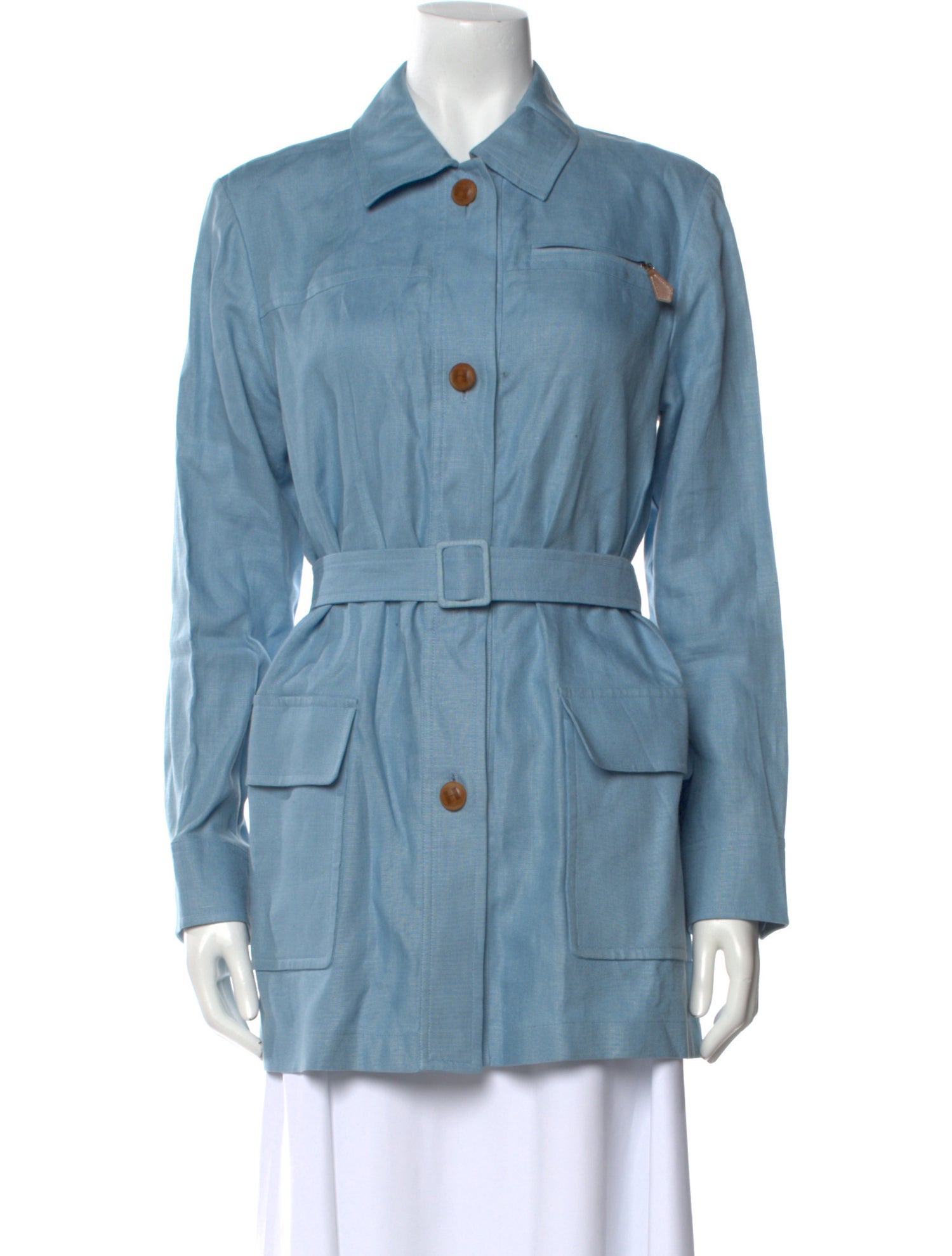 Hermès Linen Long Sleeve Button-Up Top