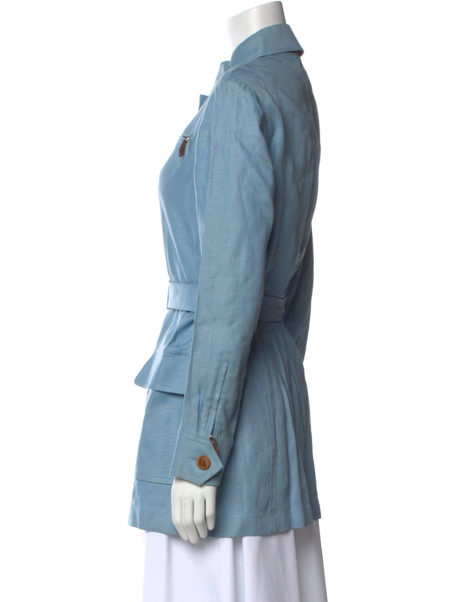 Hermès Linen Long Sleeve Button-Up Top